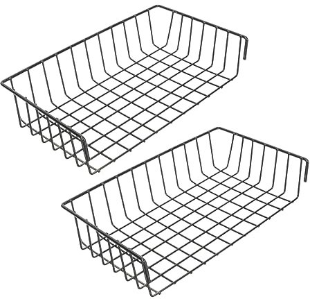 BUGUUYO Juego de 2 Cestas Organizadoras de Hierro Negro Fuerte Capacidad de Carga y Diseño Desmontable para Almacenamiento en Casa y Habitaciones Pequeñas