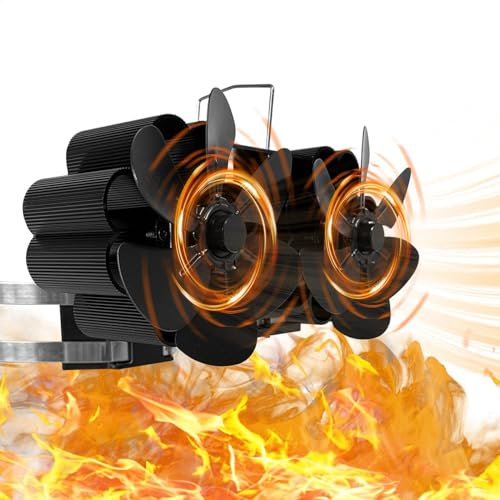 Vgvgaj Wood Burning Stove Fan - Heat Activated Fan Silent Pellet Stove Fan - Low Noise Wood Burner Fan Thermal Fan for Wood Burning Stoves