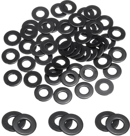 QUARKZMAN 50Pcs Rondelles Plate Acier Inox 1/4 7,3mmidx15mmodx1,4mmép Noir | Rondelles Métalliques en Acier Zingué pour Vis et Boulons