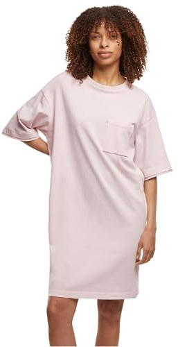 Urban Classics Damklänning, tvättad jersey, t-shirtklänning, dam-t-shirtklänning av tvättad jersey, lös passform, storlekar XS – 5XL, Blushedros, XXL