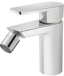 Marco Mammoliti | Miscelatore Rubinetto Bidet Monocomando Maibel Cromo in Ottone con Asta Saltarello e Piletta, Rubinetto Soft Square, 14,2x13,8x4,5cm