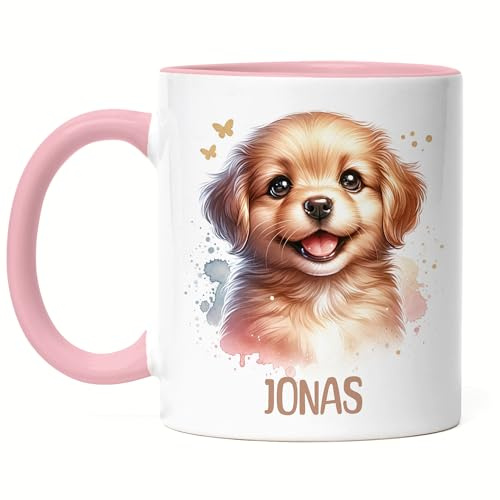 Kiddle-Design Kindertasse mit Namen Personalisiert, Personalisierte Tasse Kinder mit Waschbär, Namenstasse Waschbärtasse, Kinderbecher als Geschenk zur Taufe, Geburt Weihnachten - Emaille Tasse