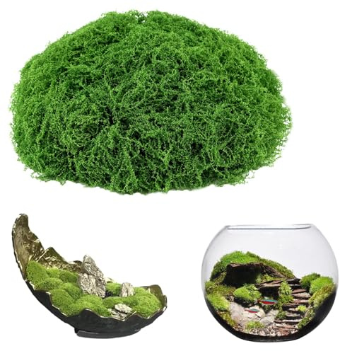 ddckj 200g Kunstmoos zum Dekorieren Fake Moos Kunstmoos zum Basteln Künstliches Moos Deko Gras für Aquarium Wände Weihnachtsdekoratio Zubehör Modellbau (Dunkelgrün)