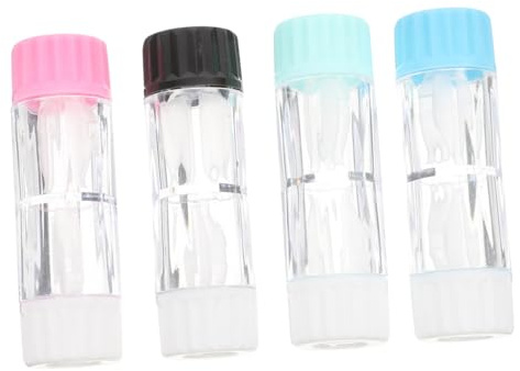 Anneome 4 Stück-Pack Kleiner Kontaktlinsenbehälter aus Kunststoff Schützende und Leicht Tragbare Aufbewahrungsetuis für Reise Schwarz Grün Blau und Rosa