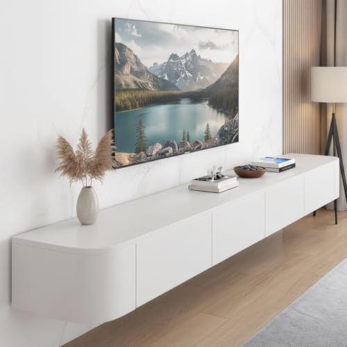 YINXSLO Tv Lowboard Hängend mit Schublade für Wohnzimmer | Modern Tv Board Hängend, Kiefernholz Tv Schrank mit Großzügigem Stauraum für Wohnzimmer und Schlafzimmer