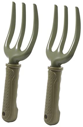 Mikikit Set de 2 Piezas de Horquillas de Plantación y Tenedores de Hierro para Jardinería, Herramienta Manual Antideslizante para Airear Rápido en Jardín y Huerto