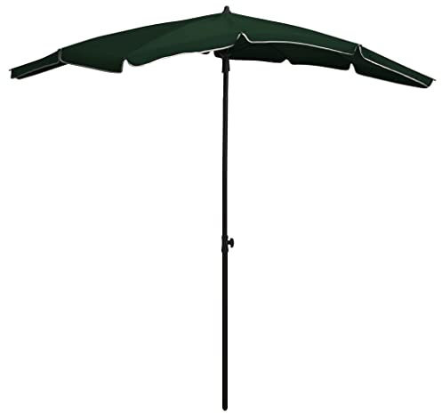 Parasol de Jardin Extérieur, 200 x 130 cm, Vert, Polyester Résistant UV, Mât en Acier Robust, Parasol Balcon et Terrasse, Inclinable, 10 Baleines, Mécanisme à Manivelle