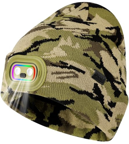 OKKLE Mütze mit Licht 4 Modi Mütze mit Lampe Haube mit Licht Ledmütze für Herren Damen