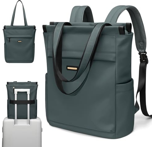 GOLF SUPAGS Borsa per Notebook Convertibile, Zaino per Laptop da Donna con Scomparto per Laptop, Borsa a Tracolla Viaggio Moda Casual da 15.6 Pollici, per Università, Lavoro (Verde Scuro)