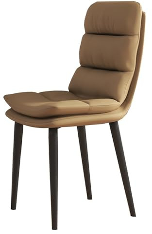 MBNKMEBU Küchen-Esszimmerstühle, armloser Ledersessel mit bequemer Rückenlehne und Kissen, Esszimmerstühle im Mid-Century-Modern-Stil mit Metallbeinen for Büro, Wohnzimmer, Schlafzimmer(Khaki)