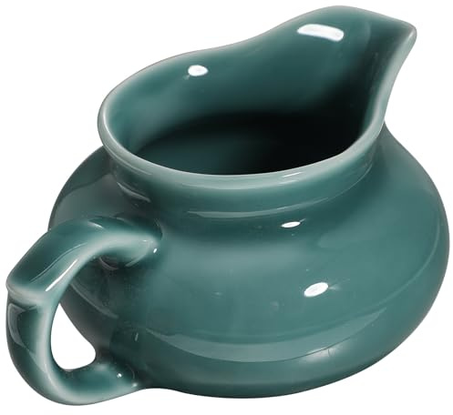 Housoutil Salsiera in Ceramica Verde Smeraldo Manico Brocca per Salsa Multifunzione per Condimenti Contenitore per Sugo e Insalate per Uso Domestico e Ristorazione 1 Pezzo
