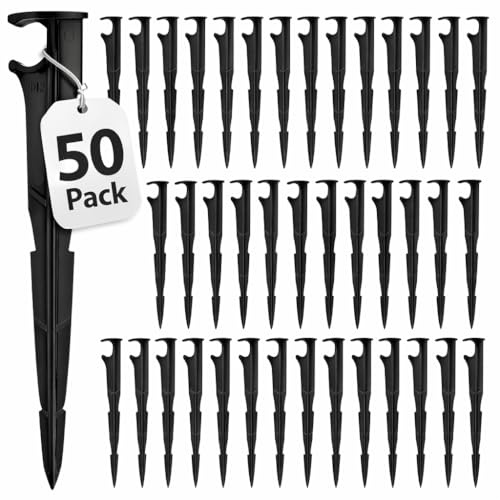 Tesmotor 50 Stück Bewässerungs Schlauchhalter 4/7 mm, Tropfbewässerung Bodenanker für Micro Drip System, Schlauch Fixierpfähle für Gartenschlauch, Tropfschlauch und Bewässerungssystem