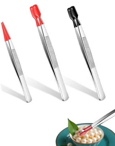 HZAOPZE 3 Pcs Pinzette Modellismo,Pinzette Di Precisione,Pinzette Con Punte In Gomma Pinzette In Acciaio Inox Con Punta Piatta In Gomma Pvc Piatte Antiscivolo Per Laboratori Gioielli Francobolli
