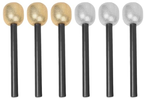 Mikinona Lot de 6 Microphones de Simulation pour Halloween, Accessoires de Cosplay Garçon et Filles, 3 Dorés 3 Argentés, Jouets Fête d'halloween, Décoration et Animation Soirée Costumée