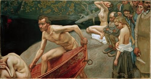 ARTXLXXBN Dipinti Famosi Stampa Tela Canvas Quadri D'Arte Classica presso il fiume Tuonela Akseli Valdemar Gallen Kallela per L'arredamento Della Camera da Letto 60x90cm