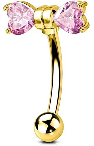 OUFER 16G Piercing Rook 316L Acier Chirurgical Rose CZ Transparent Nœud Piercing Sourcil 6mm Curved Barbell Or Vertical Labret Lèvre Piercing pour Femmes