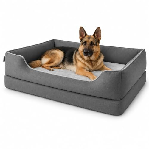 Zedelmaier orthopädisches Hundebett für große Hunde, XL 109×74cm Dunkelgrau | Hundekörbchen waschbar, Bezug abnehmbar, extradicke Matratze, hoher kratzfester Rand, Hundekorb oben und seitlich wasserdicht
