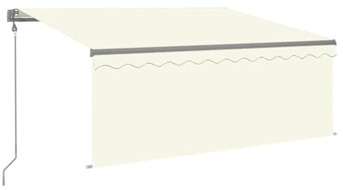 HFXHIJXQ Tenda da sole retrattile automatica con mantovana, 3 x 2,5 m, con braccio articolato, in alluminio, con telecomando e manovella, colore crema, tenda da terrazza, per giardino e balcone