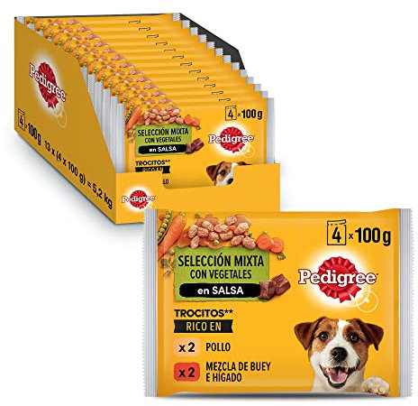 PEDIGREE Pouch - Chicken, Beef and Vegetables in Gravy - Wet Food for Adult Dogs - 13 multipacks of 4x100g Bags