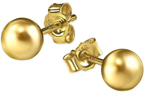 CLEVER SCHMUCK Goldene Paar Damen Ohrstecker Kugel Ø 5 mm glänzend 333 Gold 8 Karat im Schmucketui creme