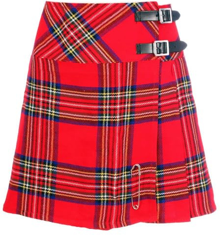 The Scotland Kilt Company Women's Tartan Billie Kilt 16” - Royal Stewart - Plus Kilt Pin - Ladies Scottish Traditional Outfit - 16/36”