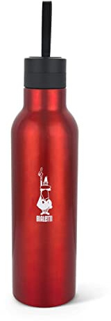 Bialetti To Go Thermoflasche, doppelwandig, hält 12 h heiß und 24 h kalt, Stahl, 500 ml Fassungsvermögen, glänzend rot