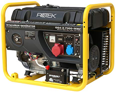 Rotek Benzin Stromerzeuger GG4-3-7300-5EBZ (7,3 kVA / 400V 50Hz 3-phasig) Gelb