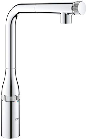 GROHE Essence SmartControl, Küchenarmatur mit smarter Steuerung (praktische und präzise Regelung per Fingerdruck, ausziehbare Brause, 140° schwenkbar, magnetisches Docking), chrom, 31615000
