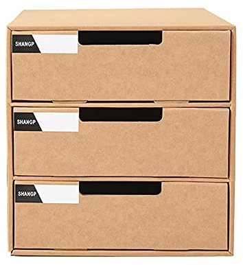 Hggzeg 2 Ebenen A4 Datei Organizer Multilayer Schublade Aufbewahrungsbox für Home Office (Kraftpapier, Braun)