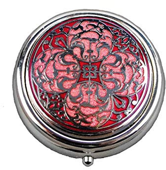 Sea Gems presented by Celtic Glass Designs Pillendose (groß) im arabesken Design in Rot