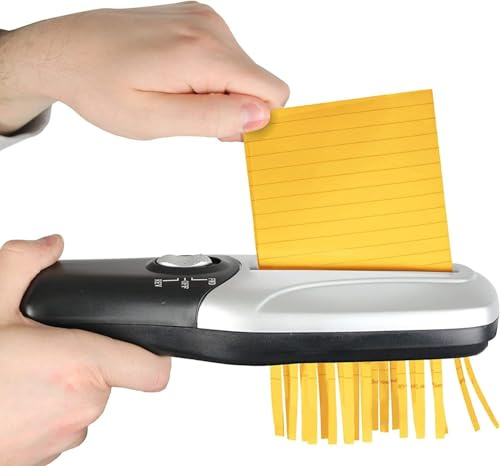 FISHTEC Destructeur de Documents Electrique - Portatif/Compact - Déchiqueteuse Broyeur Papier Découpe Rapide Alimentation : Pile/USB 26 x 8 CM (Gris et Noir)