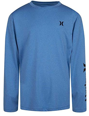 Hurley boys Long Sleeve Rash Guard Shirt, Neptune Blue, Large US