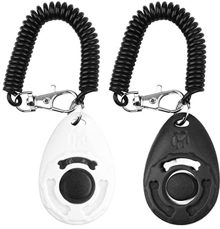 OYEFLY Hunde Clicker, Klicker mit Großem Knopf,2 Stück Hunde Klicker Set für Hundetraining Hundeerziehung Auch für Katzen Pferde (weiß und Schwarz)