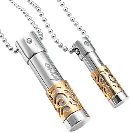 Skcess Lange Ketten Damen Modeschmuck, Halskette für Freundin Gold Kette Parfümflasche Edelstahl Kette Frauen Halskette mit Anhänger Länge 60cm