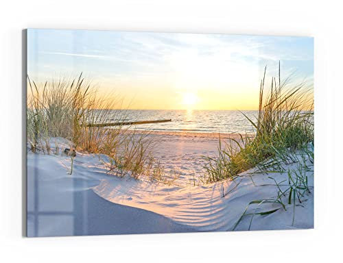 DEQORI Glas-Magnettafel | 90x60 cm groß | Motiv Abendsonne an der Ostsee | Memo-Board aus Glas | Magnetboard inkl. Magnete, Stift & Tuch für Küche & Büro | Tafel magnetisch & beschreibbar