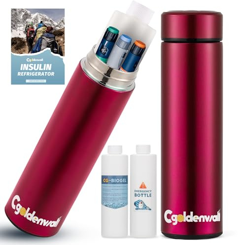 CGOLDENWALL 40H Insulin-Kühlbox Reisekoffer für 2-8℃ Isolierte Medizin Kühltasche Kompakt für Diabetiker Tragbare medizinische Kühlbox TSA-zugelassen mit 2 Eispacks und Pen-Beutel