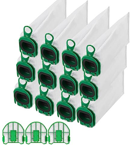 12 Stück Staubsaugerbeutel,Staubbeutel für Vorwerk Kobold VB100 FP 100 Premium Filtertüten mit 3 Motorschutzfilter Ersatz Staubbeutel für Kobold VB100 Akku-Staubsauger
