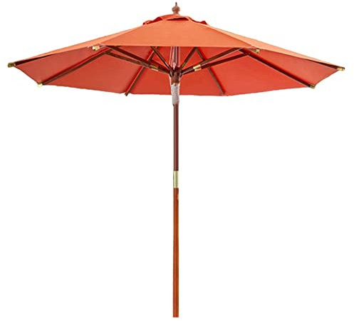 Sonnenschirm 300 cm, Groß Gartenschirm Holz, Marktschirm Terrassenschirm für Garten, Terrasse, Knickbar, Ohne Ständer, Orange
