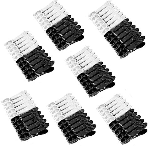 MUFEKUM Wäscheklammern, 72er Set Premium Wäscheklammer Kunststoff für Wäscheleine, Windfest Wascheklammer Bunt Starke Grip Clothes pegs für Handtuch, Kleidung, Socken (72 Schwarz/Weiß)