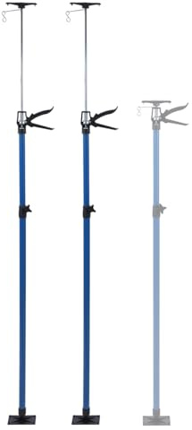 TOPWAY Teleskopisk gipsväggsstödsrekvisita 115–290 cm set med 2 stål snabbjusterbara stödstänger för stöd, stöder upp till 30 kg, byggverktyg för skåp tak dörrkarm stag