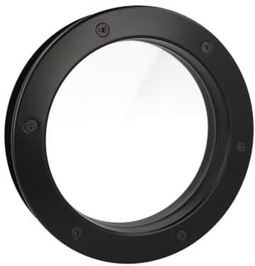 MLS Ojo de Buey B4000, de Aluminio Robusto, Vidrio de Seguridad VSG, para Puertas de 40 mm de Espesor, Tornillos de Fijación Visibles en Ambos Lados, 350 mm de Diámetro, Vidrio Transparente, Negro