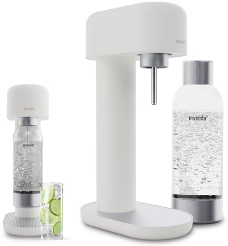 Mysoda Ruby 2 - Gasatore d’acqua per l’acqua frizzante con bottiglia in PET (senza bombola CO2) - Bianco-Argento