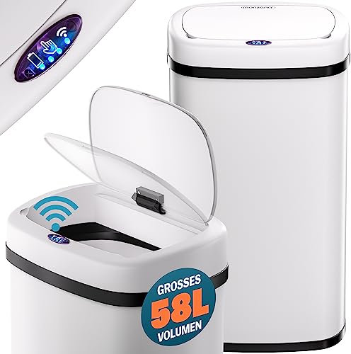 Monzana® Cestino 58L con Sensore Automatico Movimento Display LED Pattumiera Rifiuti Smart Bidone Intelligente Cavo USB