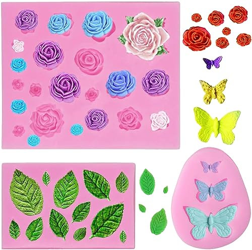 GEARMAX 3 Piezas Moldes de Pastel de Silicona, Molde para Hornear 3D, Molde de Silicona para Fondant, Mini Molde Decoración de Tartas, para Decorar Cupcakes, Macarons, Chocolate, Galletas