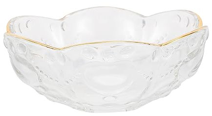 BESTonZON Japanische Glasschale Mit Goldenem Rand Transparente Dessert Und Salatschale Glasmaterial Vielseitig Für Salate Obst Und Desserts