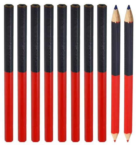 PATIKIL Röda och blå hexagonpennor, 12-pack HB grafitpennor träpennor med dubbla spetsar för klassrum kontorsteknik