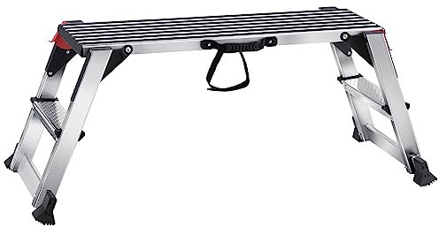 VEVOR Piattaforma da Lavoro in Alluminio Pieghevole Portatile, Carico Max. 200kg, Uso Interno Esterno, Sgabello Basso 48,7x128x30 cm, Cavalletto