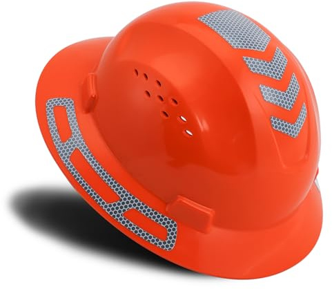 LOHASTOUR Helbrätte hård hatt säkerhetshjälm ventilerad ANSI Z89.1 godkänd OSHA hårda mössor konstruktion män kvinnor vuxna (full kant orange)