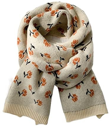 WAOCEO Schal für Damen Süßer, vielseitiger Schal, verdickter, warmer Wollschal, kleiner, floraler Strickschal for Damen, große Größe Winterwarme Schals