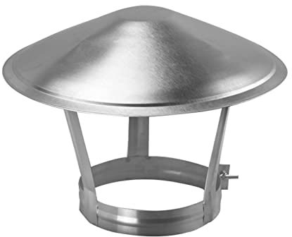 Edelstahl-Kaminkaminhaube, Regenschutz, Entlüftungskappe, runde Winddichte Kappe, Regenhut, Schutzkappenende, Reifen 250 mm, Krempe 350 mm